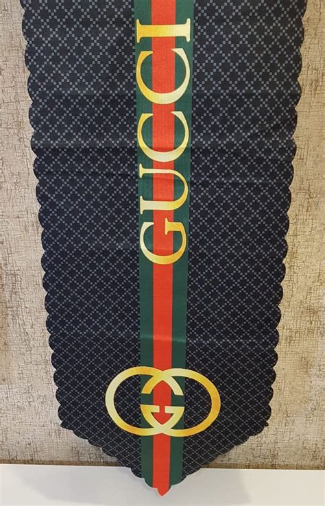 blue gucci table runner